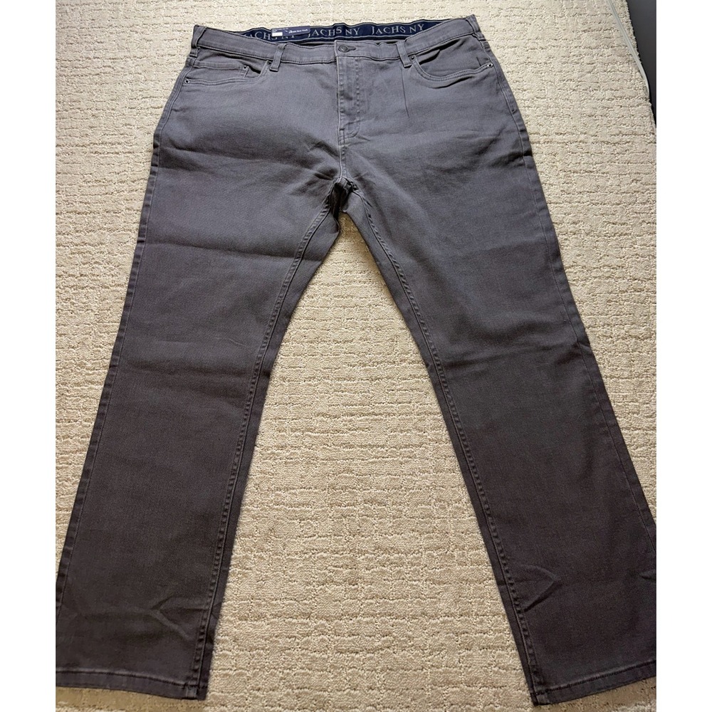 JACHS NY 5 Pocket Denim Pant Mens 40x30 Grey Straight Fit Comfort Stretch Jeans - Picture 2 of 9